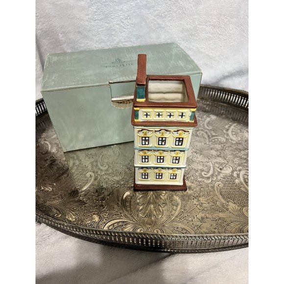 NIB! PartyLite Cafe Amsterdam Tealight House 2 Pc P8275 Hand Painted Porcelain - Picture 5 of 8